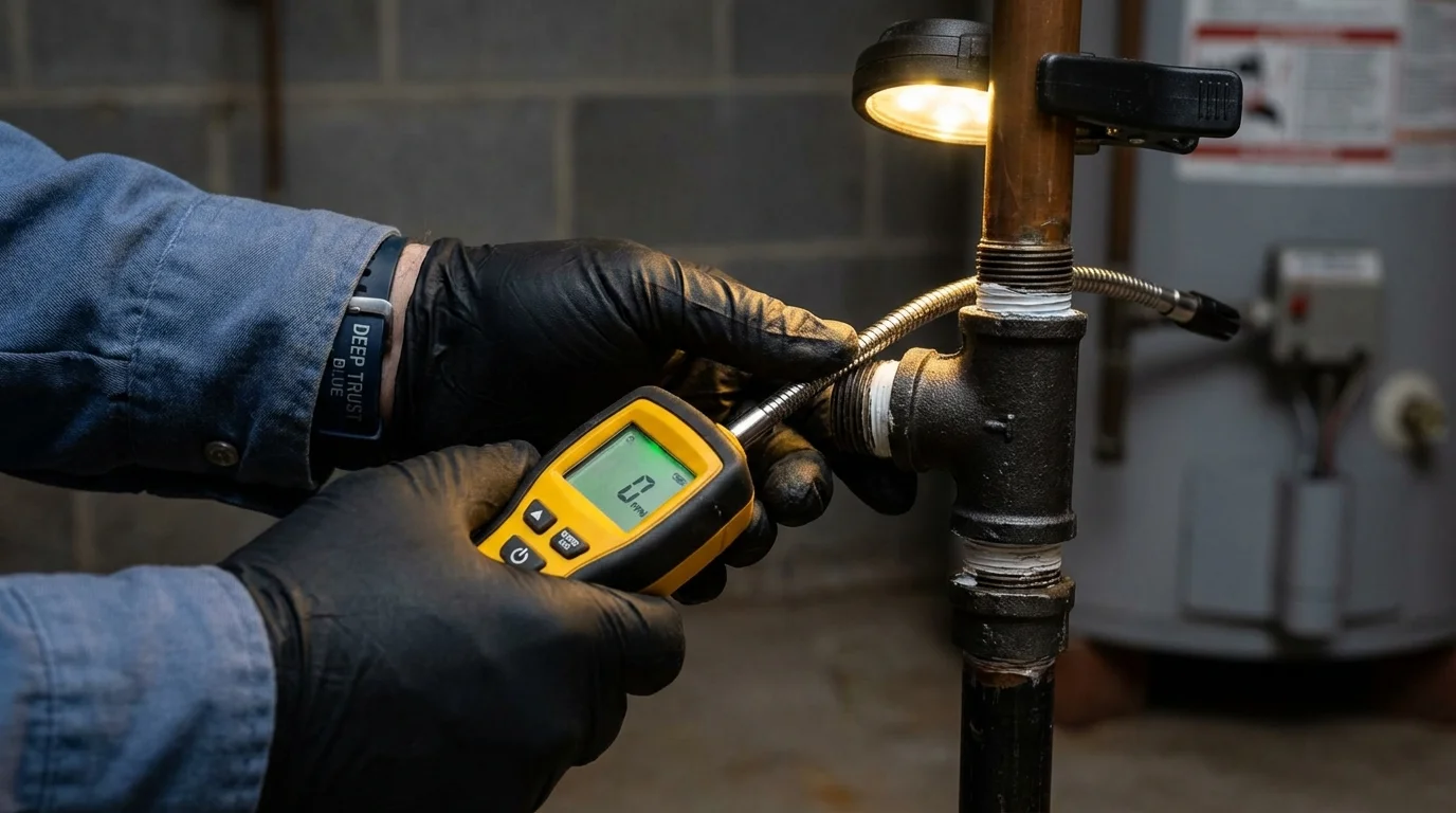 Gas leak detection with electronic sniffer by Johns Plumbing LLC in Kings Mountain