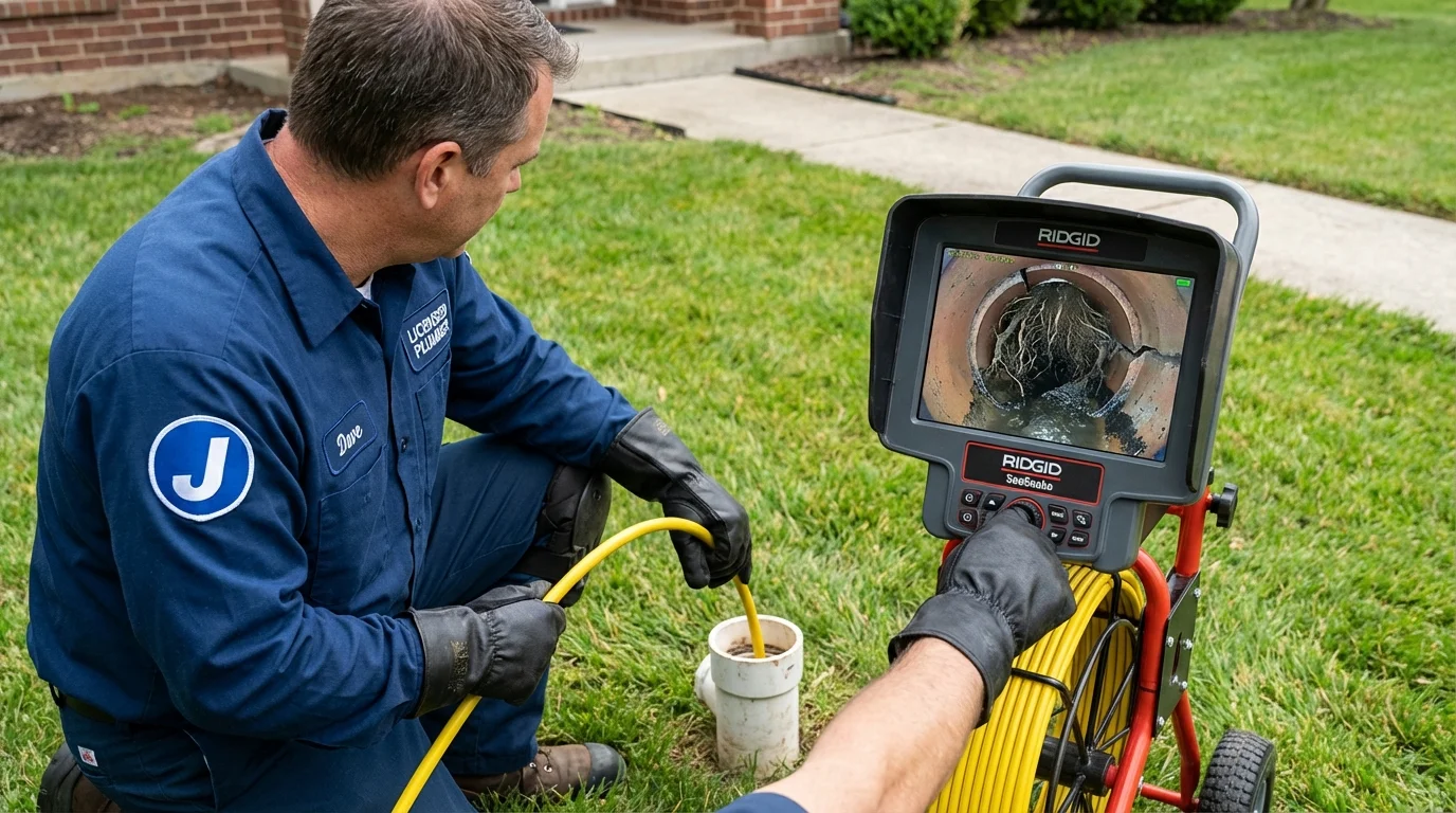 Sewer camera inspection being performed by Johns Plumbing LLC in Kings Mountain