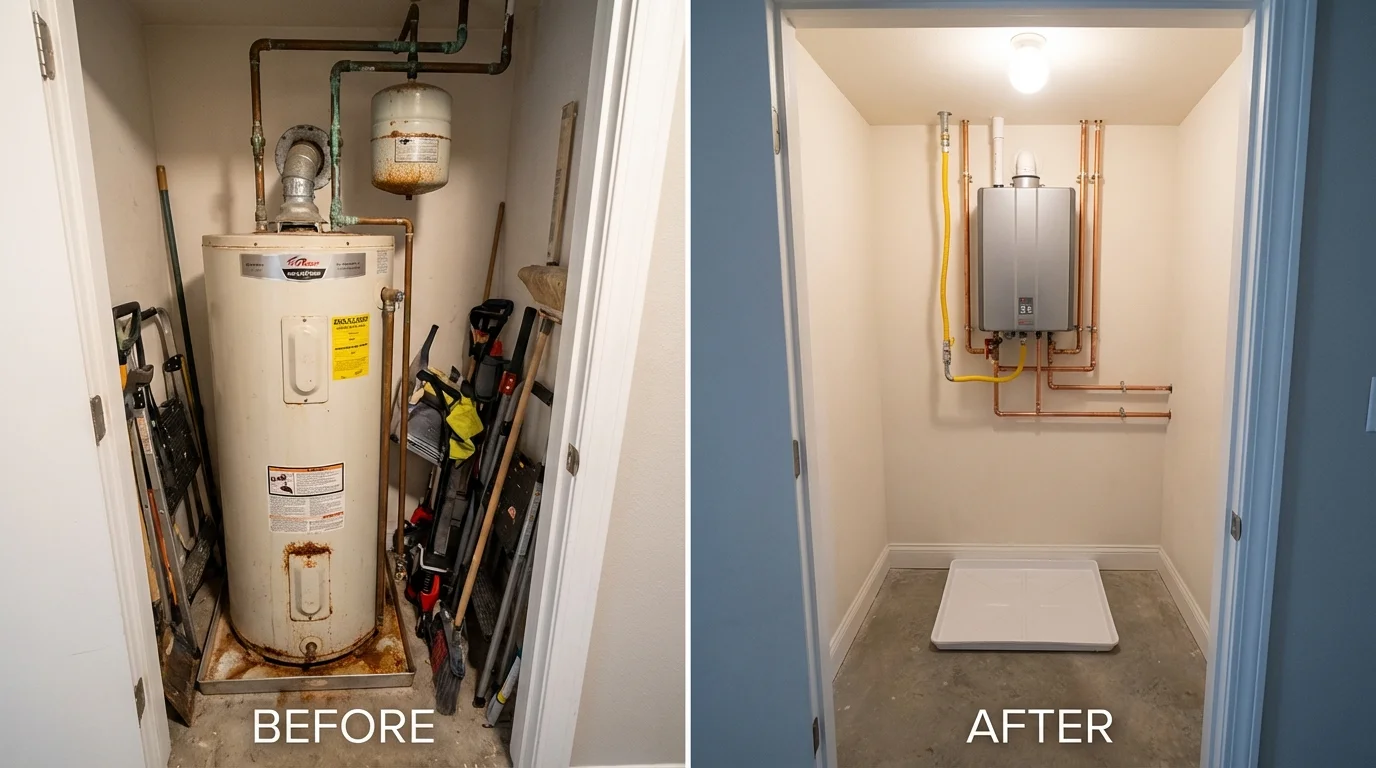 Tank water heater versus wall-mounted tankless unit comparison for Kings Mountain, NC homeowners
