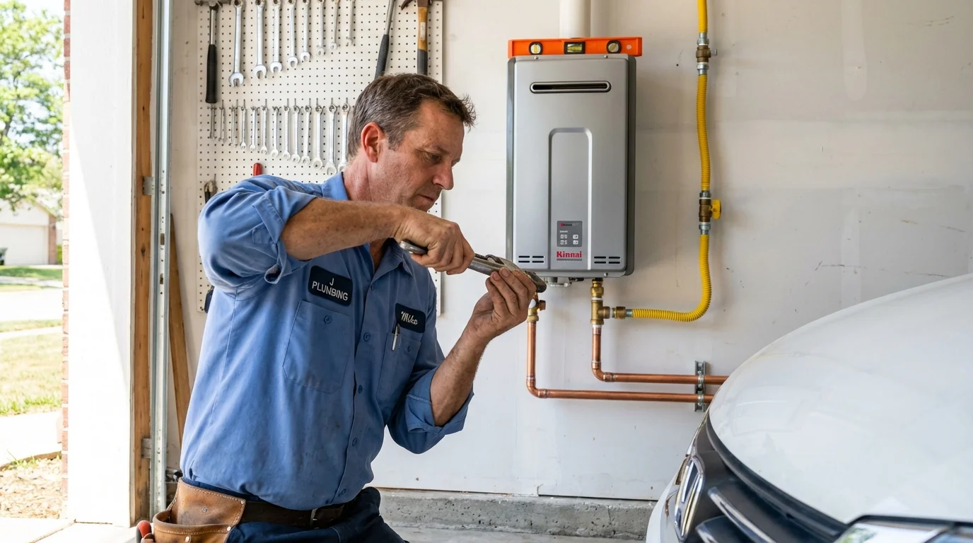 Tankless water heater installation by a Johns Plumbing LLC plumber in Kings Mountain